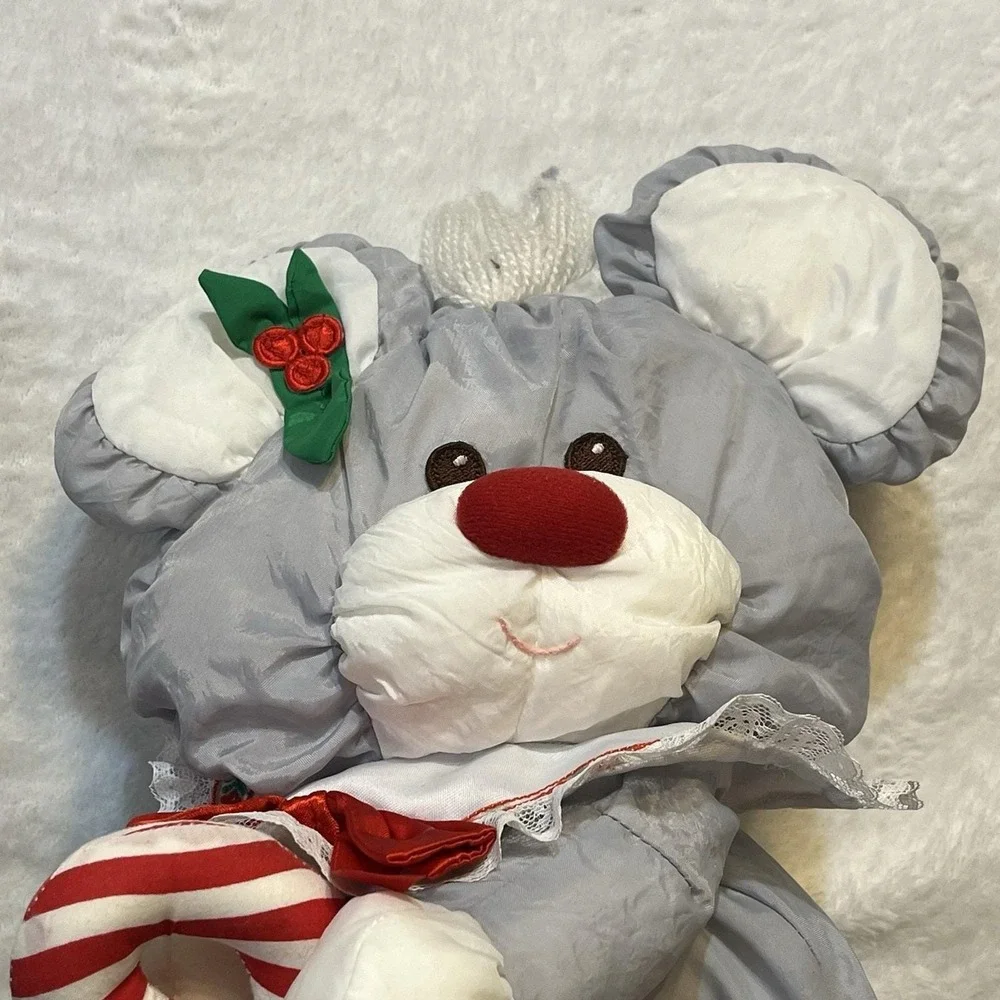 Fisher Price Puffalumps Plush Christmas Santa Mouse Candy Cane Vintage 1987